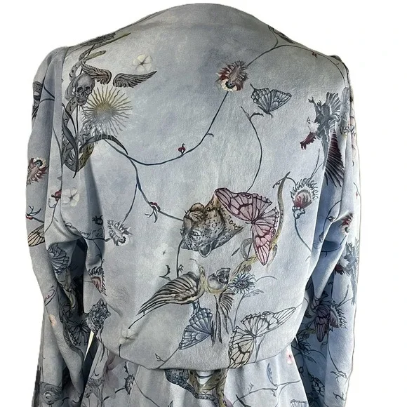 Zadig & Voltaire Holly Rogers Silk CDC Floral Skull Bird Print Mini Dress‎ XS